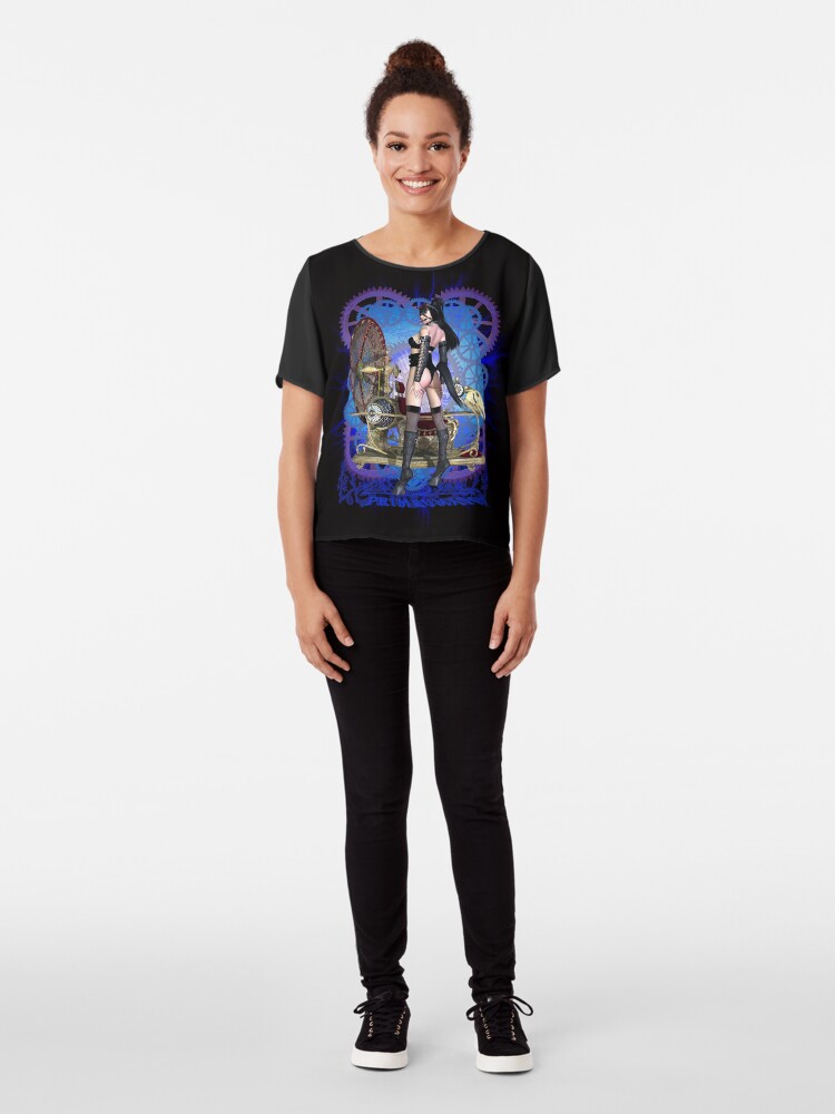 Alternate view of Steampunk Pony Girl Time Machine Chiffon Top