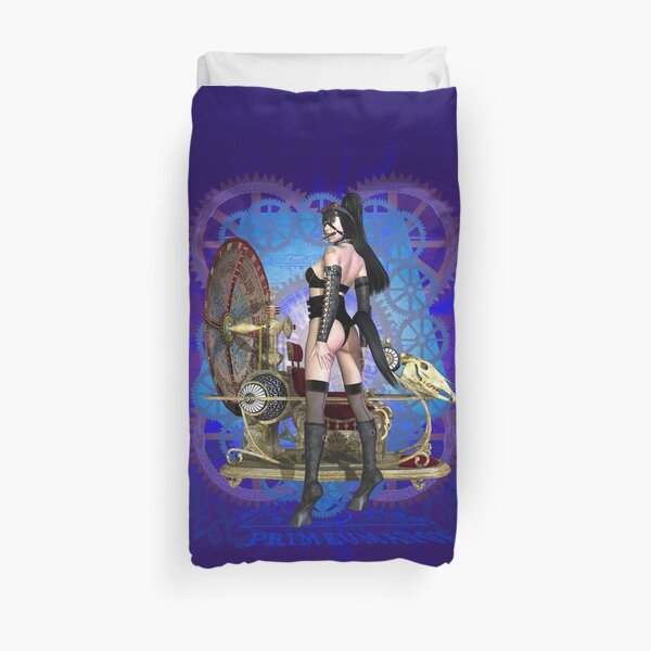 Steampunk Pony Girl Time Machine Duvet Cover