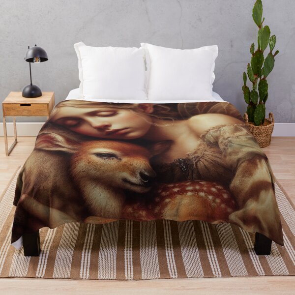 Item preview, Adorable Sleeping Fairy Holding A Baby Deer | Fantasy Fairy Art designed and sold by Nicole-Cherie.