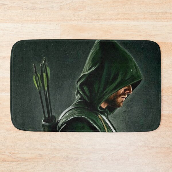 Item preview, Green Hooded Vigilante Archer Art | Emerald Archer Leather Armor Painting | Dark Justice Profile Poster designed and sold by Art's Diner.