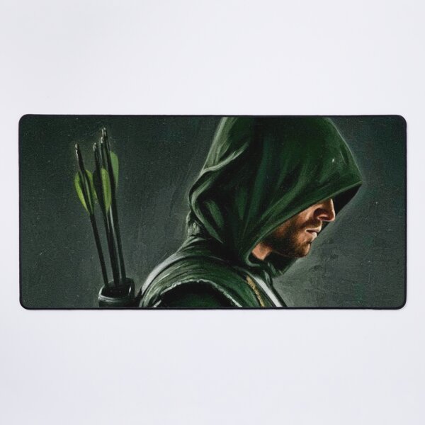 Item preview, Green Hooded Vigilante Archer Art | Emerald Archer Leather Armor Painting | Dark Justice Profile Poster designed and sold by Art's Diner.