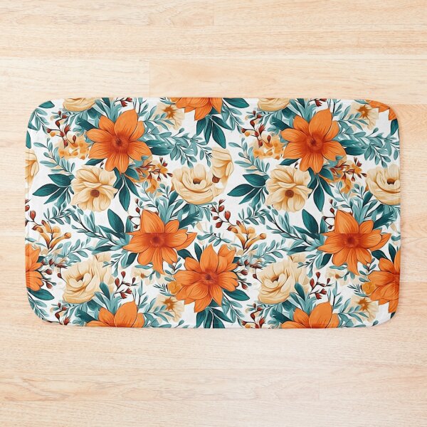 Item preview, Big Orange Floral Pattern designed and sold by Pickle Wicked Designs.