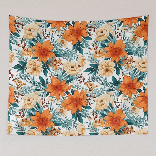 Item preview, Big Orange Floral Pattern designed and sold by Pickle Wicked Designs.