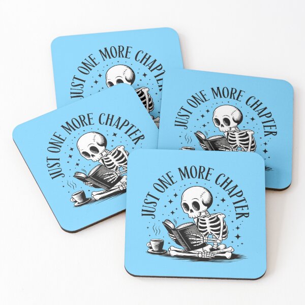 Item preview, Just One More Chapter - Dark Academia Skeleton Reading Book & Coffee Logo, Vintage Book Lover Art, Minimalist Gothic Line Drawing designed and sold by Pro AguiZoul Art.