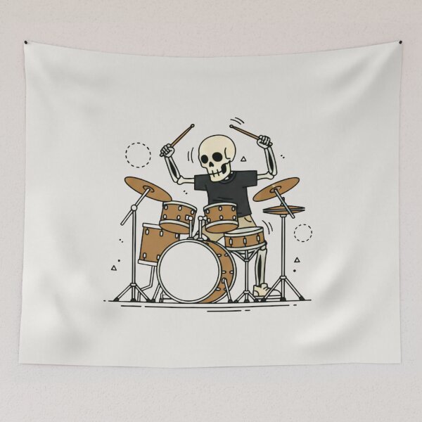 Item preview, DRUMMER | Minimalist Skeleton Streetwear Art  designed and sold by DEADLINE. .