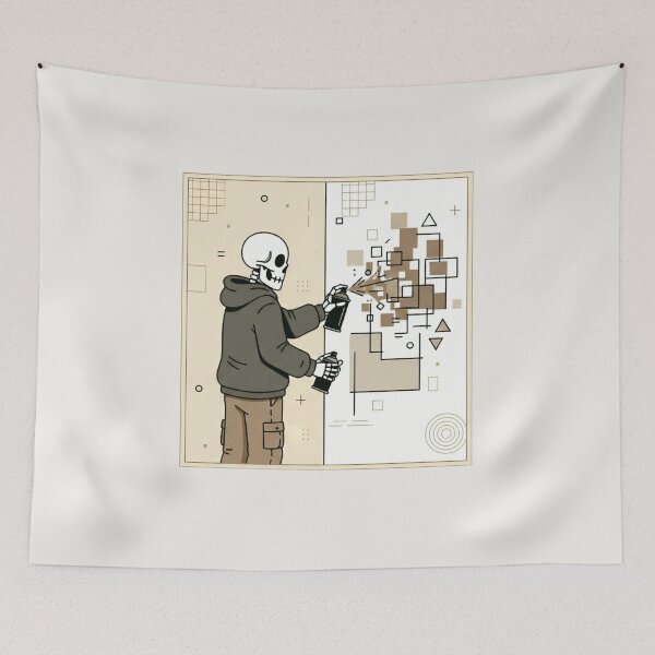 Item preview, WALL PAINTER | Minimalist Skeleton Streetwear Art  designed and sold by DEADLINE. .