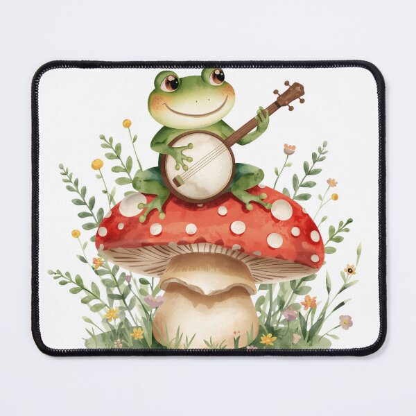 Item preview, Banjo Frog on Mushroom - Cute Cottagecore Aesthetic designed and sold by Ashley critters.