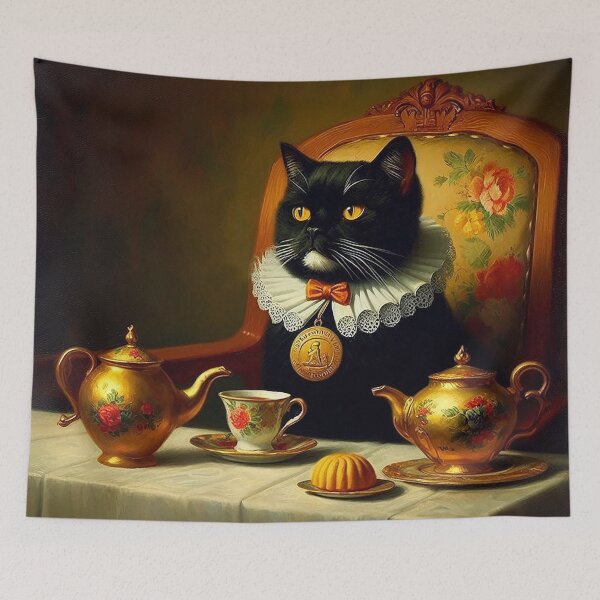 Item preview, Cat Tea Time | Funny Cat Art designed and sold by Nicole-Cherie.
