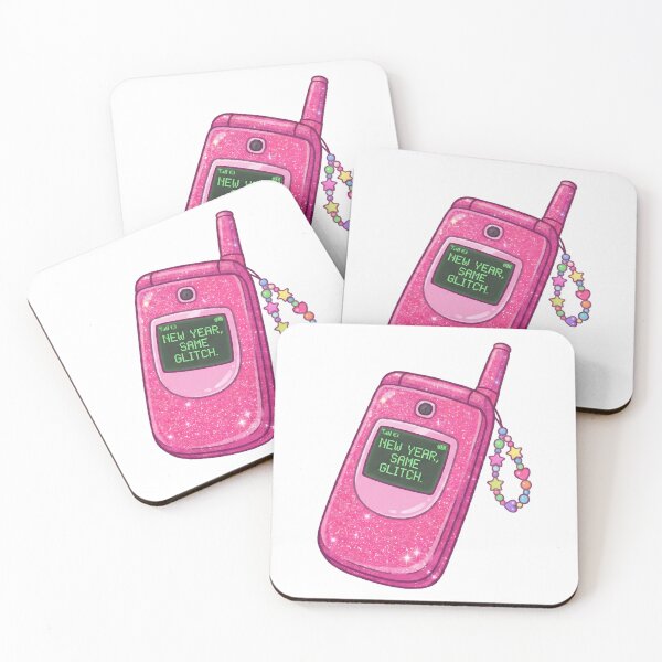 Item preview, Y2K Retro Pink Flip Phone "New Year Same Glitch" Funny Aesthetic designed and sold by StickyGuys.