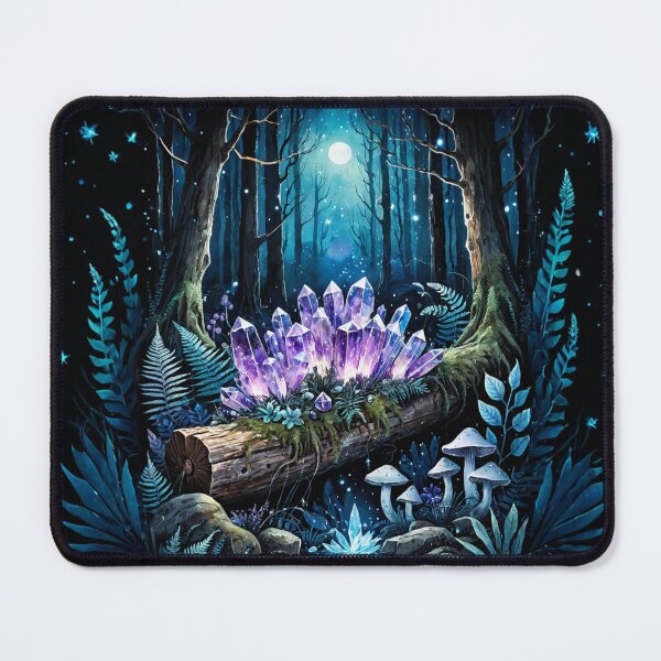 Item preview, Bosque nocturno místico con cristales morados brillantes designed and sold by IdeaSmith.