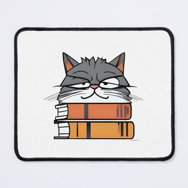 Item preview, Grumpy Librarian Cat - Tired Student Studying Minimalist Vector designed and sold by The Grumpy Pet Club.