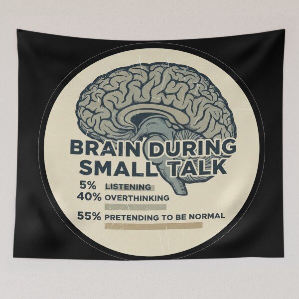 Item preview, Brain During Small Talk: 5% Listening, 40% Overthinking, 55% Pretending To Be Normal designed and sold by Owcomm.