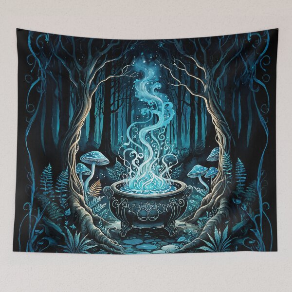 Item preview, Mystical Witch Cauldron with Blue Magic Smoke designed and sold by IdeaSmith.