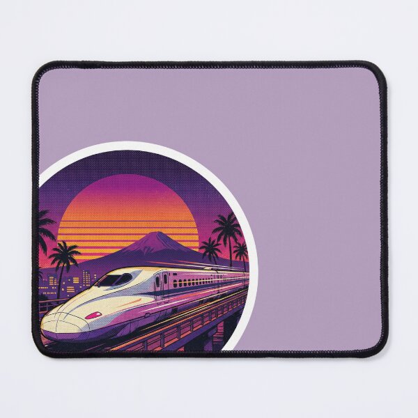 Item preview, Retro Shinkansen Bullet Train Sunset - 80s City Pop Sticker designed and sold by DigitalVibes Art, CreatorSpace, PixelMood. By AngryFish.Art..