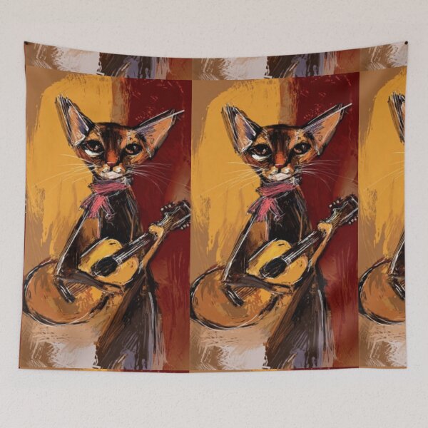 Item preview, Jazz Cat Playing Guitar – Artistic Illustration designed and sold by TreatLLC.