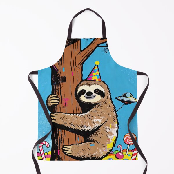 Item preview, Neon Pop Art Sloth Party Design with UFO and Candy | Retro Halftone Birthday Vibe designed and sold by Cherrydora.