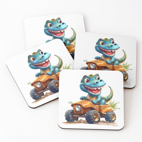 Item preview, Blue Baby Dinosaur Riding Orange Toy Tractor designed and sold by LunaPixelStudio.