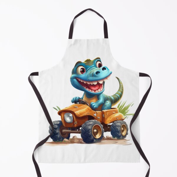 Item preview, Blue Baby Dinosaur Riding Orange Toy Tractor designed and sold by LunaPixelStudio.