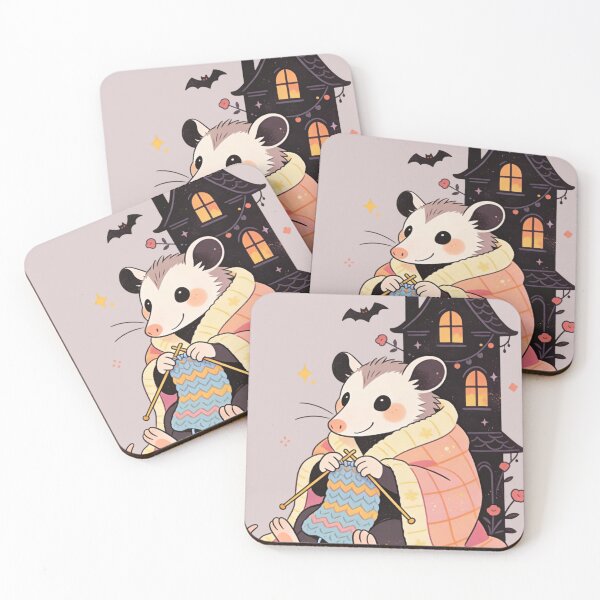 Item preview, Whimsical Opossum Knitting Club – Cozy Goth Autumn Aesthetic Crafter Gift designed and sold by Cherrydora.