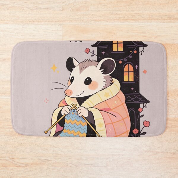 Item preview, Whimsical Opossum Knitting Club – Cozy Goth Autumn Aesthetic Crafter Gift designed and sold by Cherrydora.