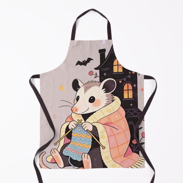 Item preview, Whimsical Opossum Knitting Club – Cozy Goth Autumn Aesthetic Crafter Gift designed and sold by Cherrydora.