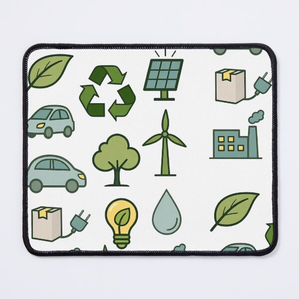 Item preview, Colorful collection of eco-friendly symbols representing renewable energy and sustainability practices designed and sold by SpaceartLilu.
