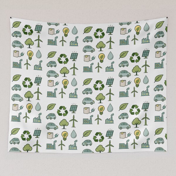 Item preview, Colorful collection of eco-friendly symbols representing renewable energy and sustainability practices designed and sold by SpaceartLilu.