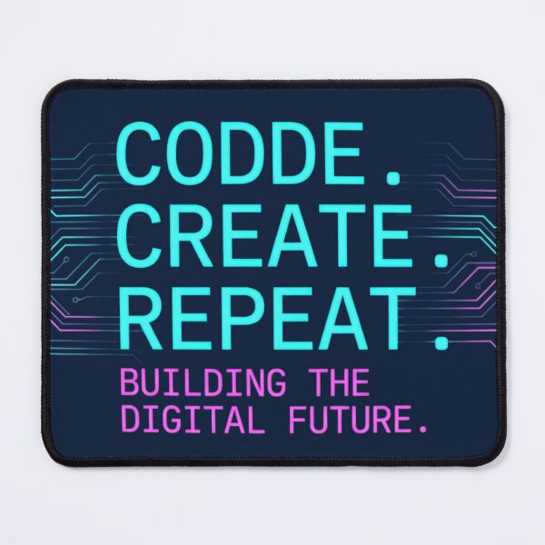 Item preview, Code. Create. Repeat. — Neon Cyber Tech Typography designed and sold by Afridi Art House.