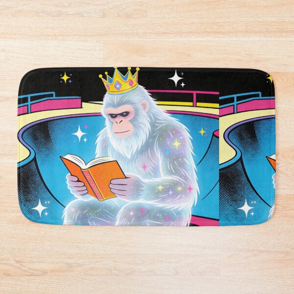 Item preview, Galactic Yeti King Reading on a Skateboard | Retro 90s Neon Vaporwave Aesthetic designed and sold by Cherrydora.