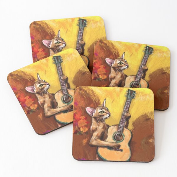 Item preview, Autumn Feline Guitarist – Artistic Illustration designed and sold by TreatLLC.