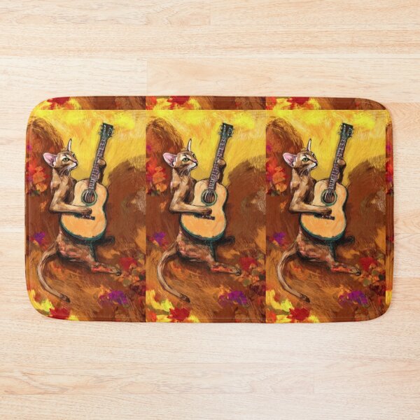 Item preview, Autumn Feline Guitarist – Artistic Illustration designed and sold by TreatLLC.