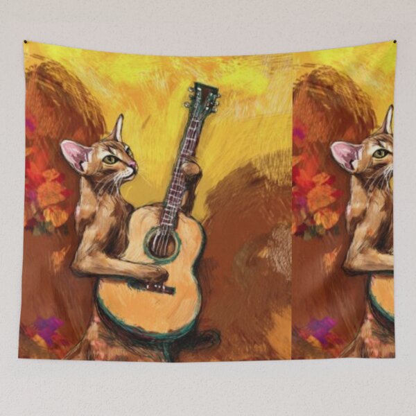 Item preview, Autumn Feline Guitarist – Artistic Illustration designed and sold by TreatLLC.