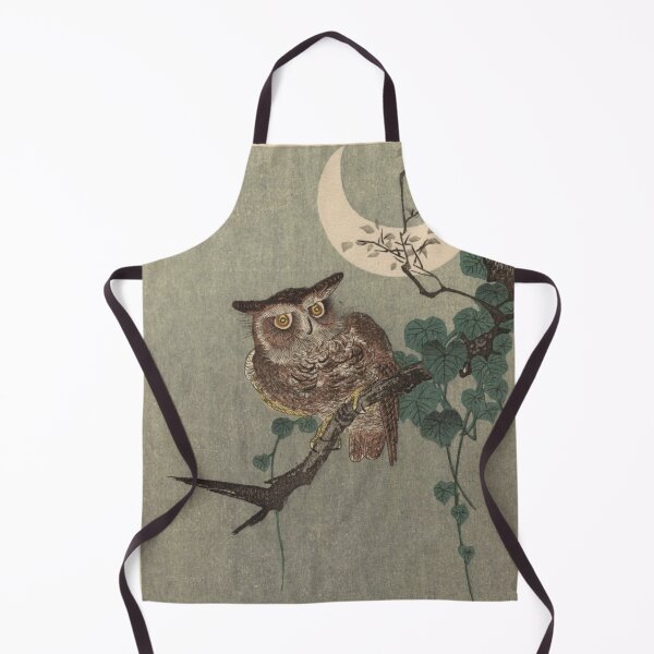 Item preview, Owl Perched on a Branch and Crescent Moon by Ohara Koson : Nocturne Japanese Poster designed and sold by artofuniverse.