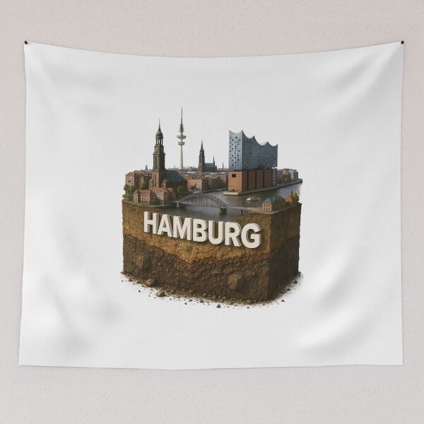 Item preview, Hamburg Diorama – Miniature of the port city with skyline & Elbe flair designed and sold by aloefx.