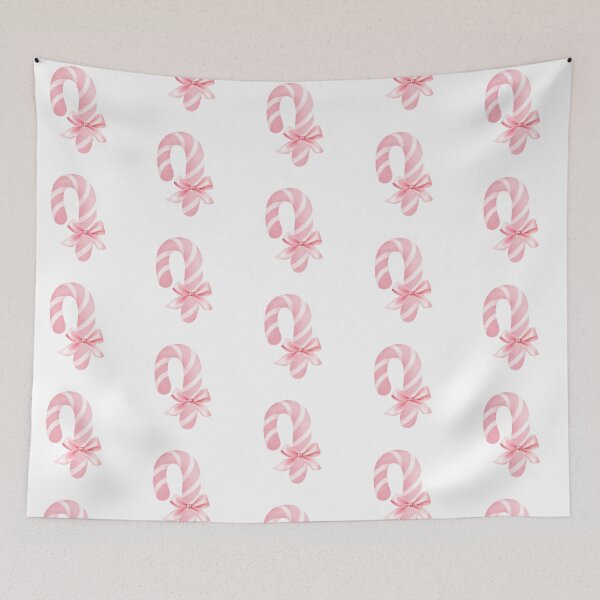 Item preview, Watercolor Pink & White Candy Cane with Pink Bow – Coquette Christmas Winter Aesthetic designed and sold by DivinePassion.