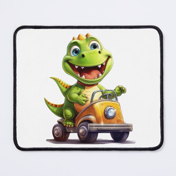Item preview, Cute Baby Dinosaur Driving Orange Car designed and sold by LunaPixelStudio.