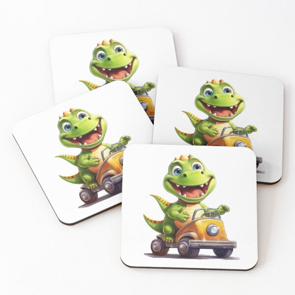 Item preview, Cute Baby Dinosaur Driving Orange Car designed and sold by LunaPixelStudio.