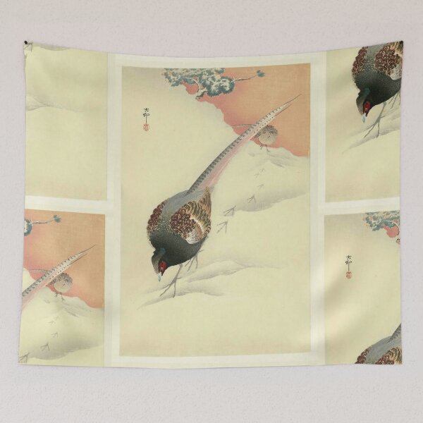 Item preview, Pheasant Couple in the Snow by Ohara Koson : Shin Hanga Japanese Poster designed and sold by artofuniverse.