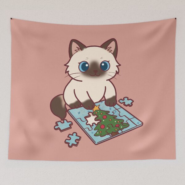 Item preview, Cute Ragdoll Cat Solving Christmas Puzzle  designed and sold by BGMeYou.