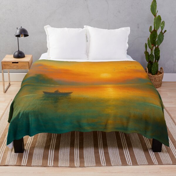 Item preview, Sunset Solitude - Fisherman in Golden Reflection designed and sold by Joey Santiago.