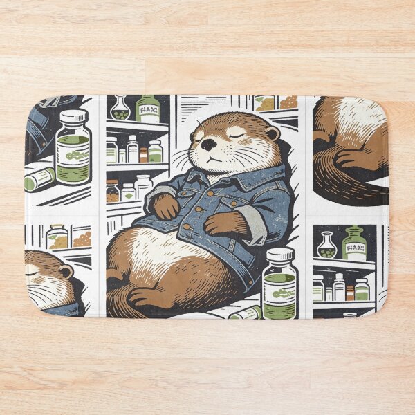 Item preview, The Exhausted Apothecary Otter - Vintage Woodcut Linocut Style designed and sold by Cherrydora.