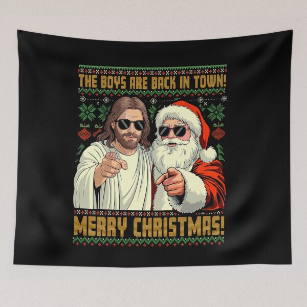 Item preview, Funny Jesus And Santa The Boys Are Back In Town Holiday Humorous designed and sold by HarinDonreka.