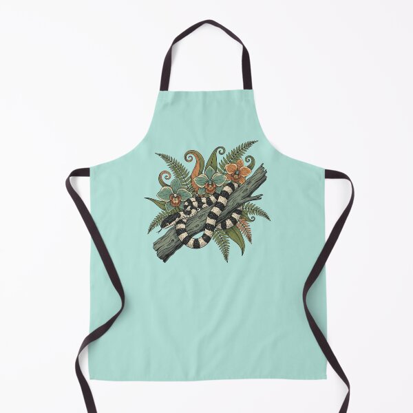 Item preview, Banded Krait With Orchids And Fiddlehead Ferns Vintage Tropical Illustration designed and sold by BirdsnStuff.