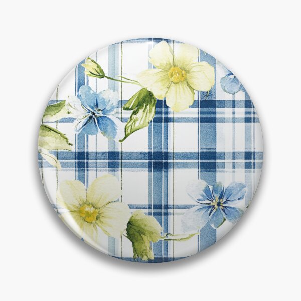 Item preview, Yellow Blue Spring Flowers Watercolor Plaid Easter All Over designed and sold by Feeling Artsy.