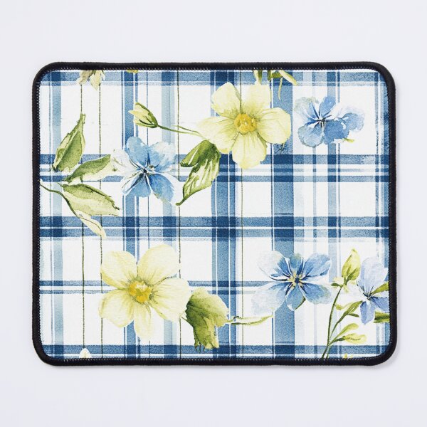 Item preview, Yellow Blue Spring Flowers Watercolor Plaid Easter All Over designed and sold by Feeling Artsy.