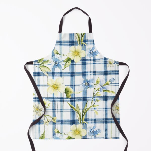Item preview, Yellow Blue Spring Flowers Watercolor Plaid Easter All Over designed and sold by Feeling Artsy.