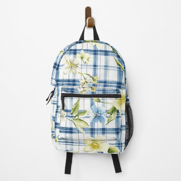 Item preview, Yellow Blue Spring Flowers Watercolor Plaid Easter All Over designed and sold by Feeling Artsy.