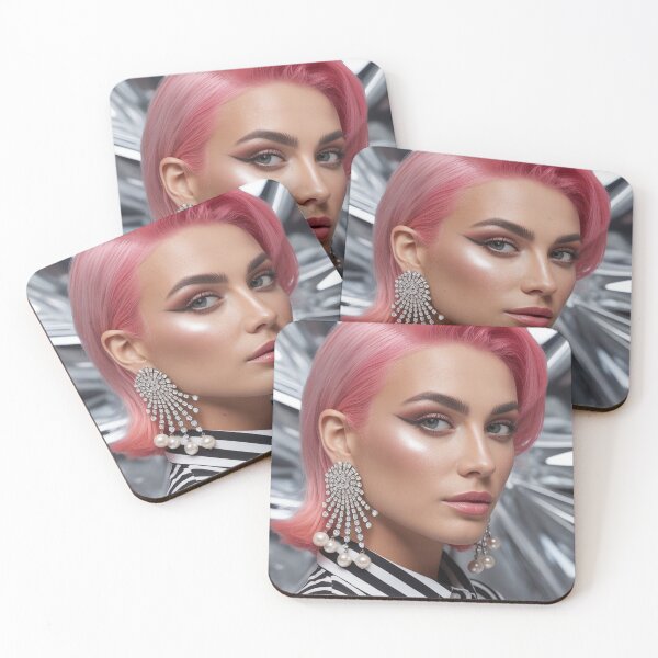 Item preview, Elegant woman with pink hair designed and sold by BenCoStyle.