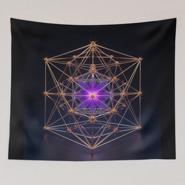 Item preview, Sacred Divine Design – Metatron’s Cube | Golden Sacred Geometry with Purple Energy Core designed and sold by ArtivaNest.