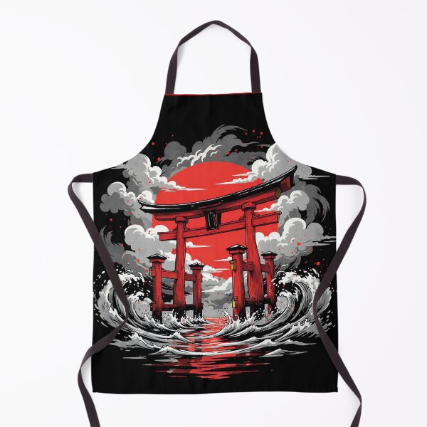 Item preview, Crimson Torii Gate Rising from the Waves – Japanese Mythic Aesthetic Art designed and sold by T7xDesigns.